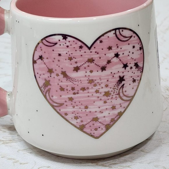 Shabby Chic White And Pink‎ Ceramic Coffee Mug Hearts Pattern 16 Oz - Picture 6 of 12